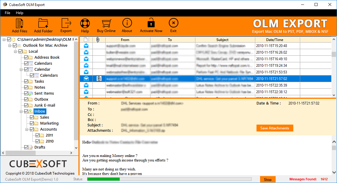 Import olm to outlook 2016 windows